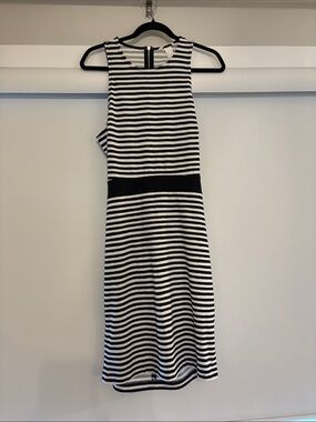 H&M Black and White Striped Backless Midi Dress